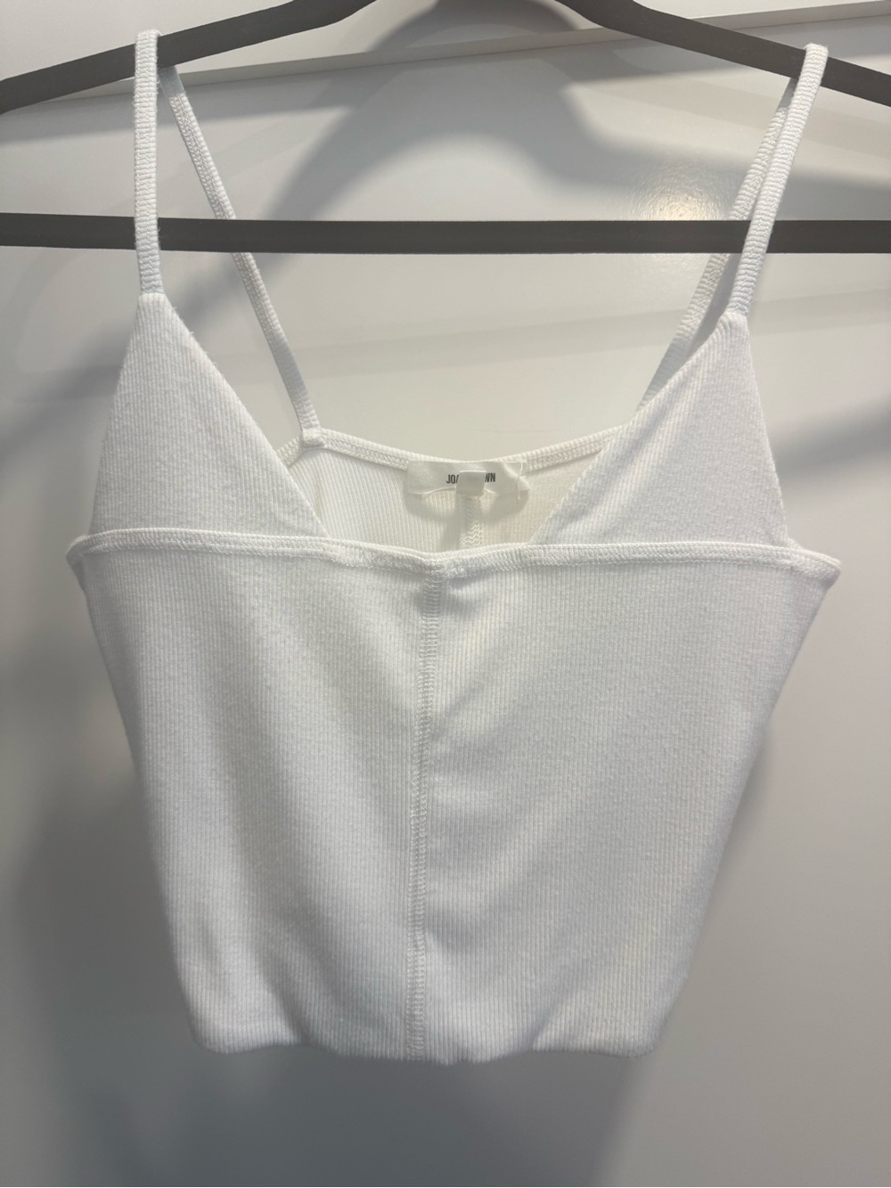 Joah brown White Ribbed Triangle cut tank crop Top - Women's - Picture 2 of 4